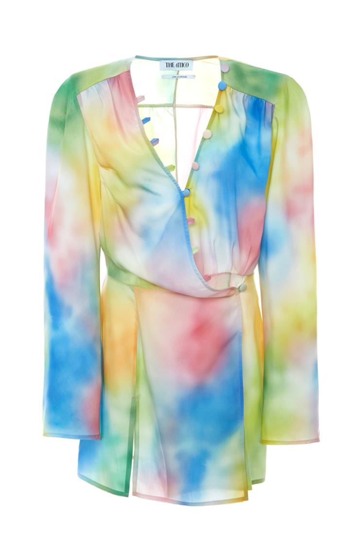 Moda Operandi Attico Tie-dyed Crepe De Chine Mini Dress Size: 38