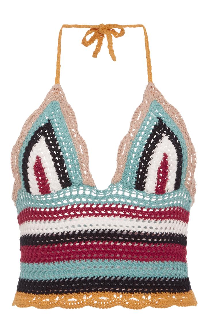 Red Valentino Crochet Knit Halter Top