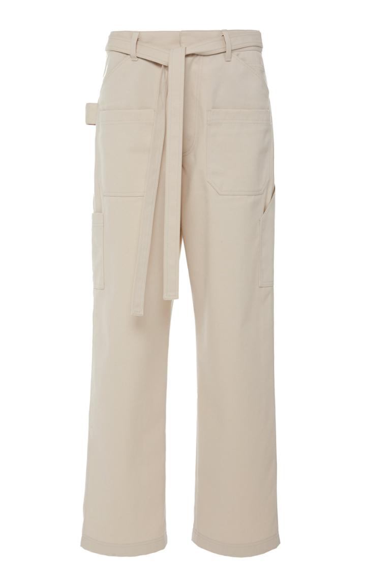 Deveaux Carpenter Belted Gabardine Straight-leg Pants