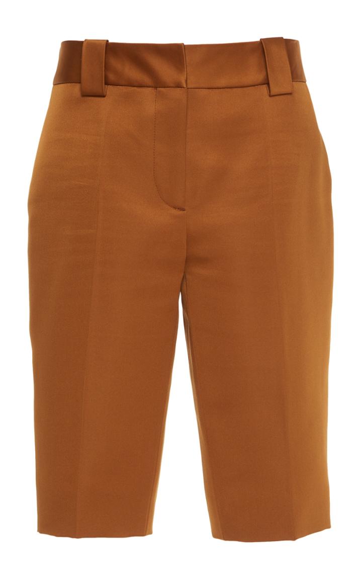 Prada Pleated Silk-satin Bermuda Shorts Size: 48