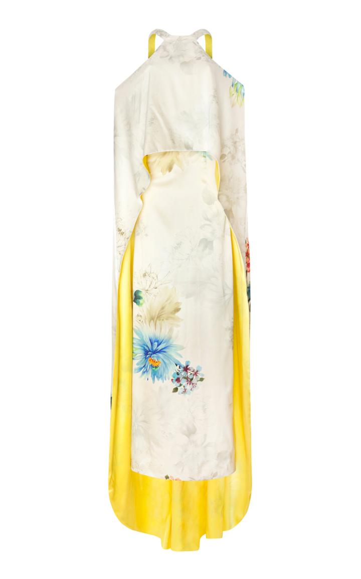 Adriana Iglesias Dalia Floral Silk Satin Dress