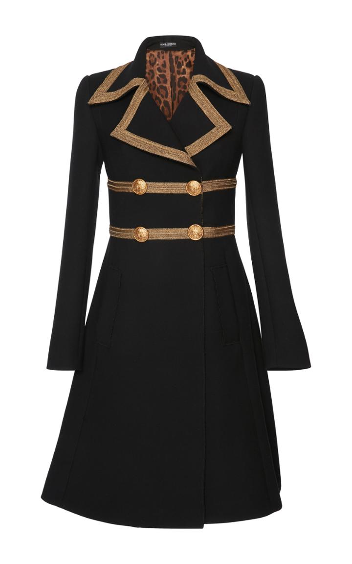 Dolce & Gabbana Gold-trimmed Double-breasted Coat