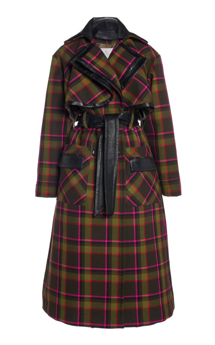 Moda Operandi Ralph & Russo Wool Check Belted Trench Coat