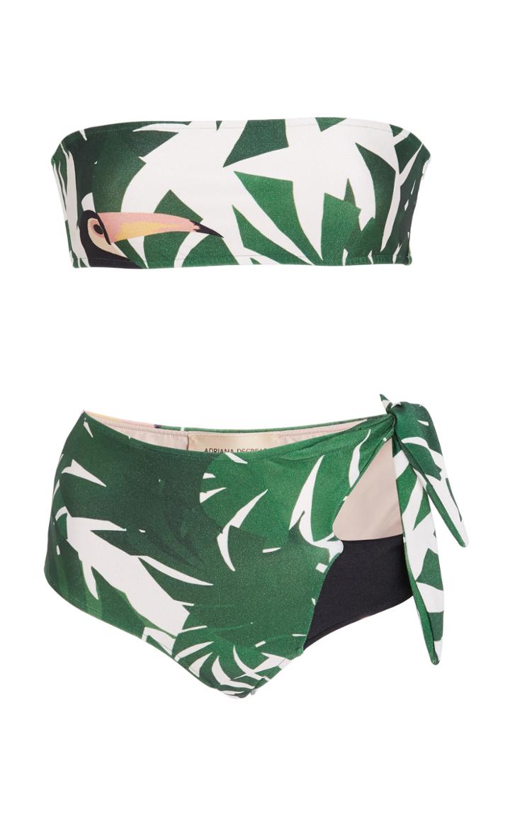 Adriana Degreas Geometric Foliage Hot Pants Bandeau Bikini