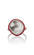 Moda Operandi Nina Runsdorf Phoenix Slice Diamond Red Enamel Ring Size: 6.5