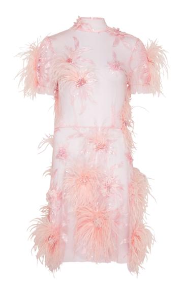 Macgraw Flock Feather-trim Tulle Dress