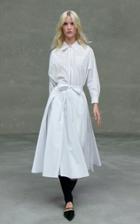 Moda Operandi Prada Belted Pleated Cotton Poplin Midi Skirt