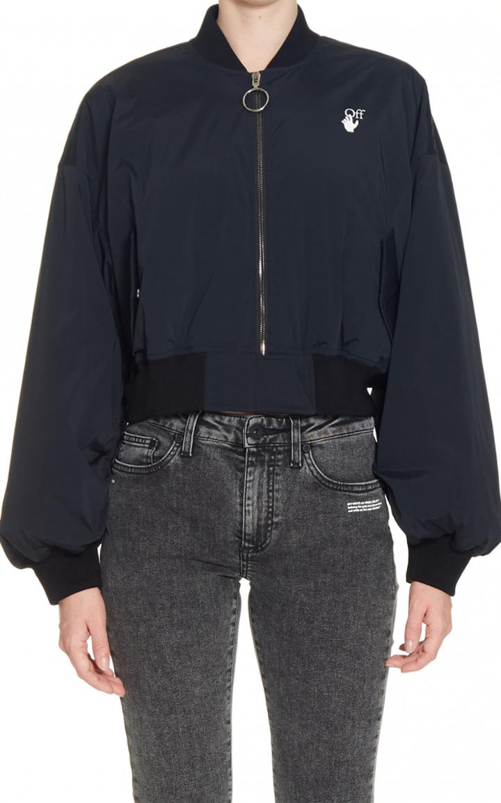 Moda Operandi Off-white C/o Virgil Abloh Hand-detail Cropped Bomber Jacket Size: 36