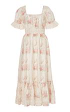 Loveshackfancy Terrence Floral-print Ruffled Silk Dress