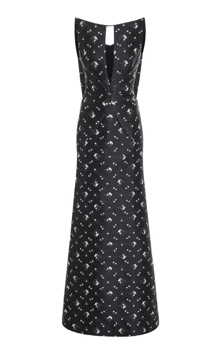 Zac Posen Floral Jacquard Lame Gown
