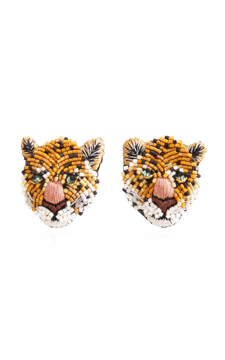 Mignonne Gavigan Beaded Leopard 18k Gold-plated Stud Earrings