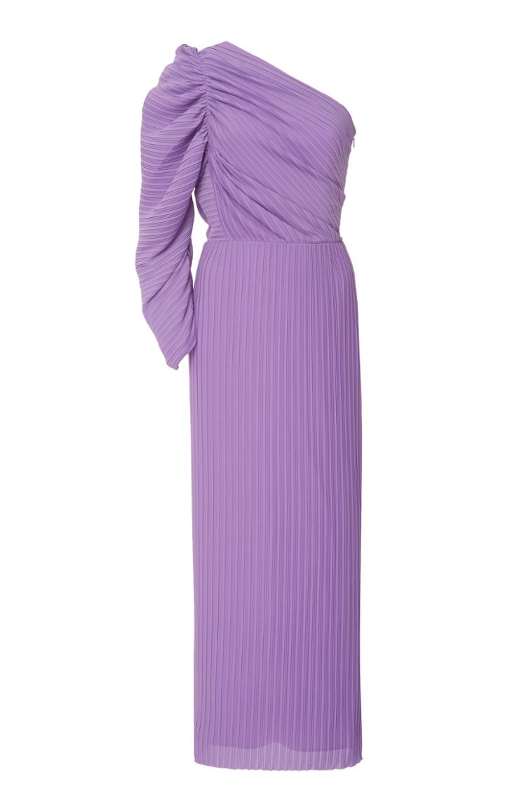 Solace London Rosalyn Asymmetric Pliss Midi Dress