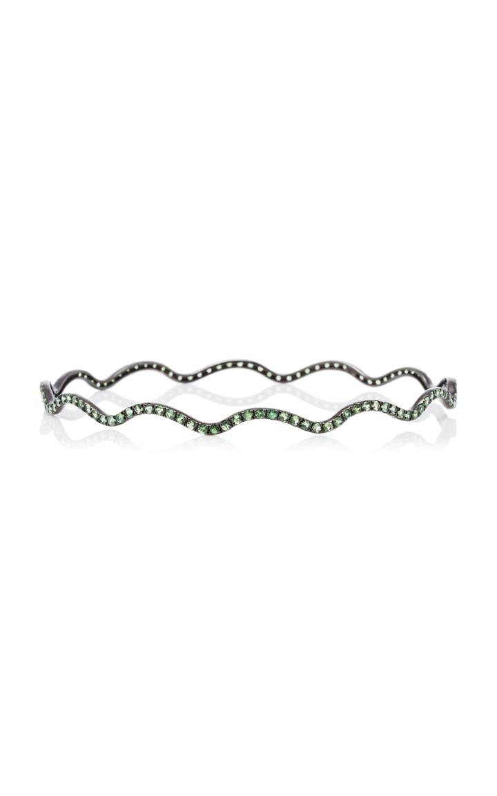 Ofira 18k Black Gold Green Garnet Swirl Bangle