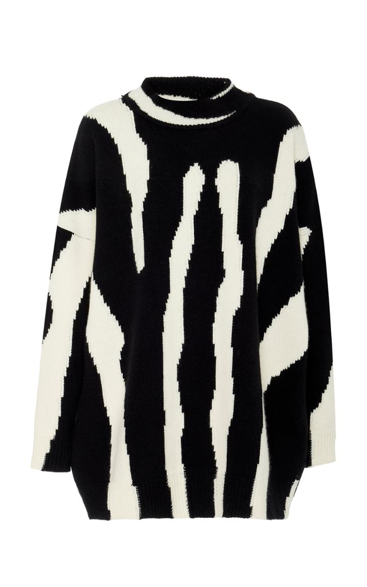 Oscar De La Renta Intarsia Wool And Cashmere Turtleneck Sweater