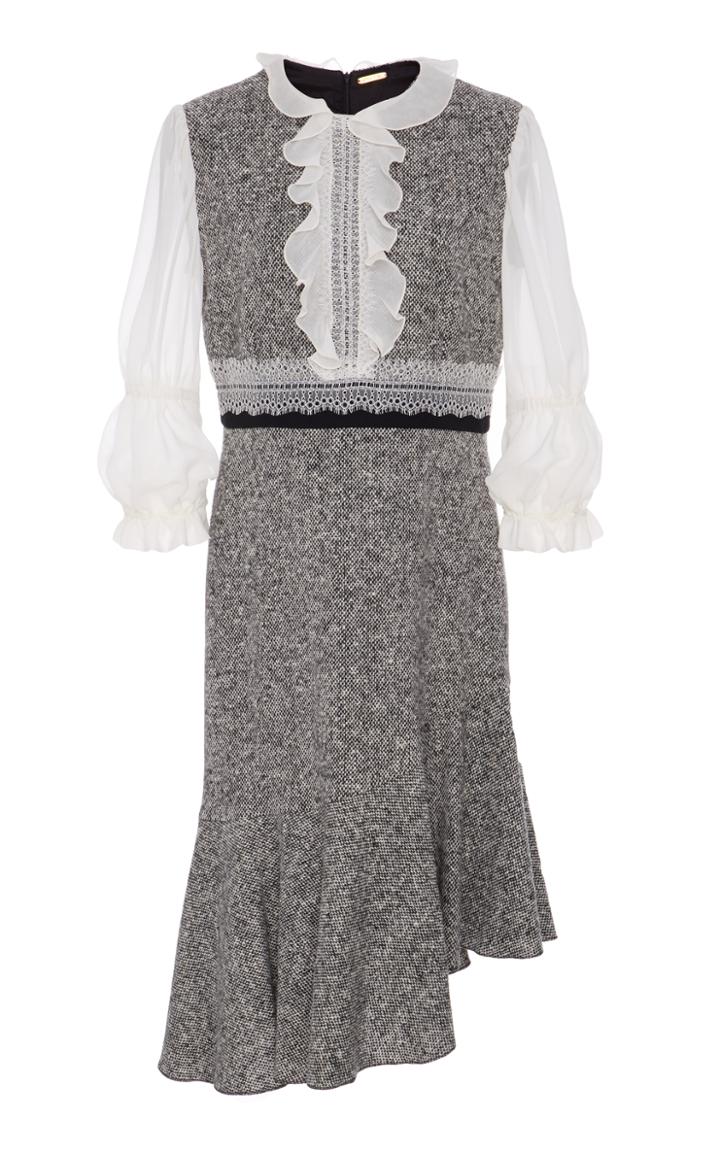 Amelia Toro Asymmetrical Tweed Midi Dress