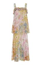 Zimmermann Tiered Floral-print Cotton-blend Maxi Dress Size: 3