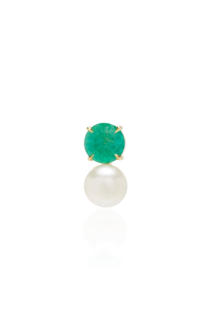 Jemma Wynne Single Pearl And Emerald Stud