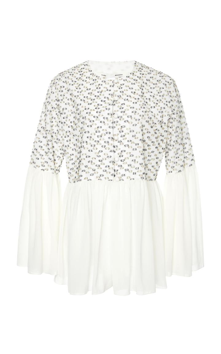 Bouguessa Ruffle Crepe And Chiffon Shirt
