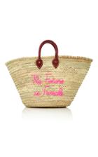 Poolside M'o Exclusive Shorty Embroidered Straw Tote