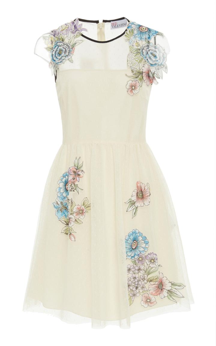 Red Valentino Patch Detail Tulle And Point D'esprit Dress
