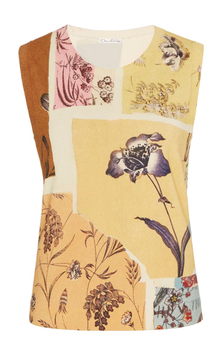 Moda Operandi Oscar De La Renta Printed Jersey Top Size: 2