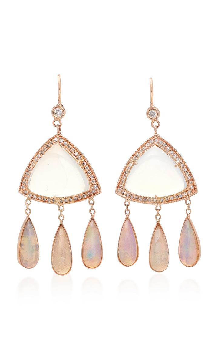 Jacquie Aiche Diamond Moonstone Triangle And Opal Teardrop Earrings