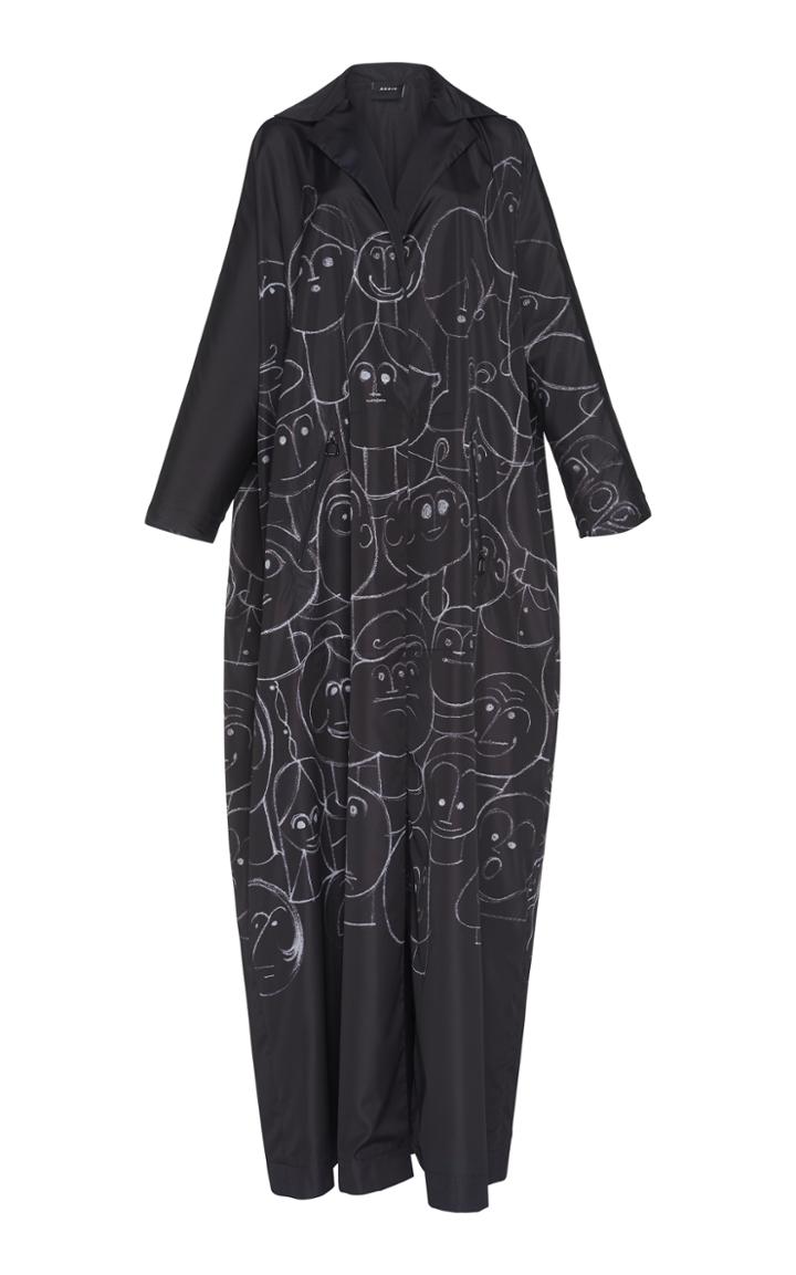 Akris Maxi Faces Print Coat