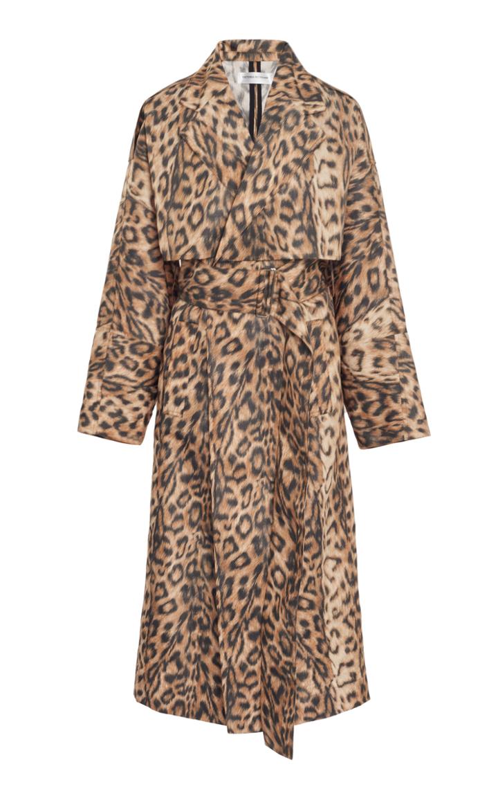 Moda Operandi Victoria Beckham Leopard Tech Paneled Trench Coat