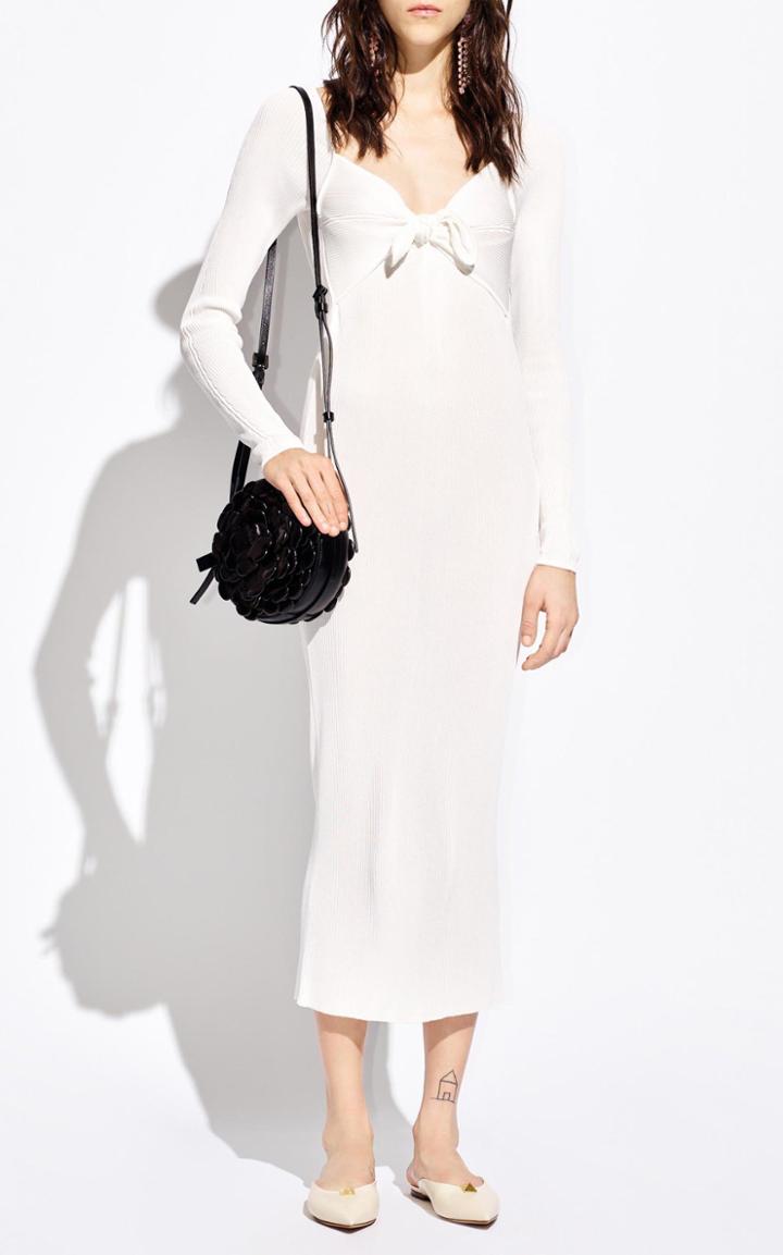Moda Operandi Valentino Tie-front Ribbed-knit Midi Dress