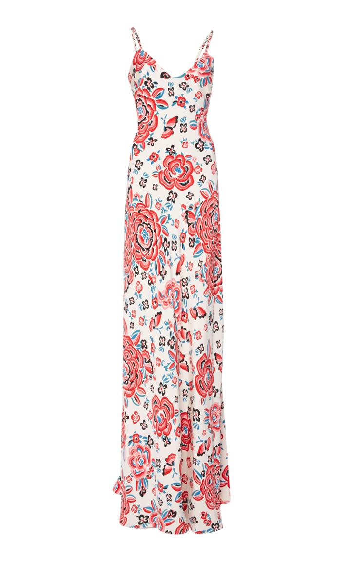 Rebecca De Ravenel Printed Silk Braided Gown