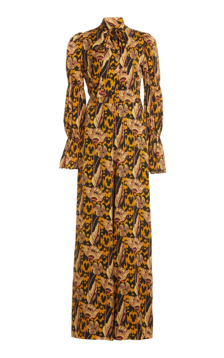 Moda Operandi Temperley London Camille Printed Chiffon Tie-neck Wide-leg Jumpsuit