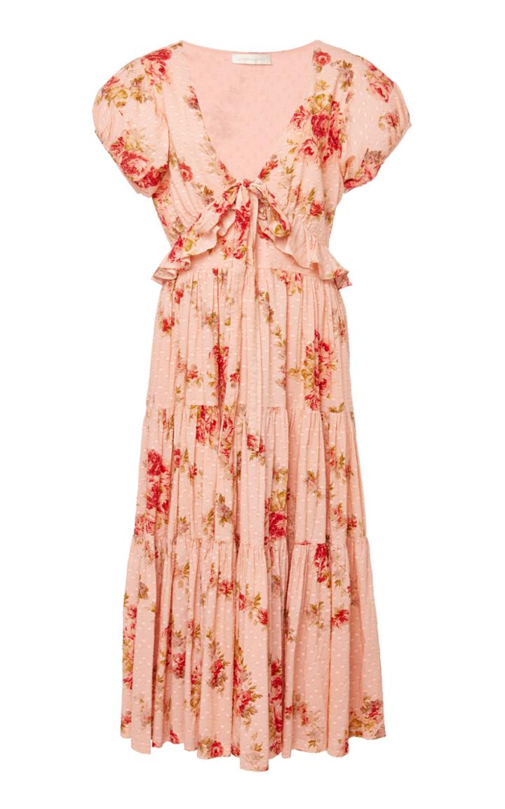 Loveshackfancy Carlton Midi Floral Tie Dress