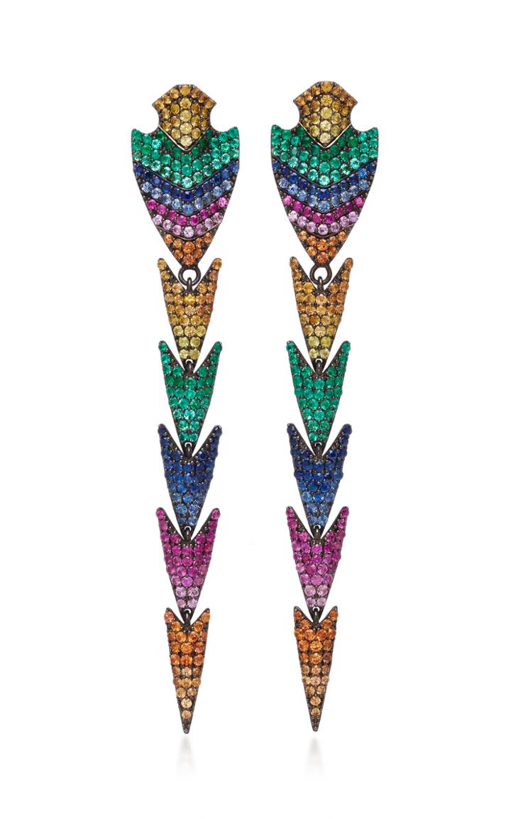 Lynn Ban Jewelry Spectrum Galuchat Shoulder Duster Earrings