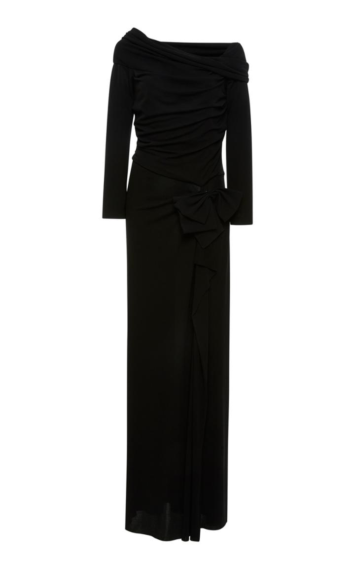 Paule Ka Long Sleeve Draped Gown