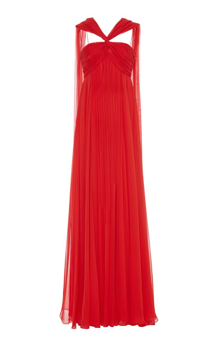 Prabal Gurung Cross Front Halter Draped Goddess Gown