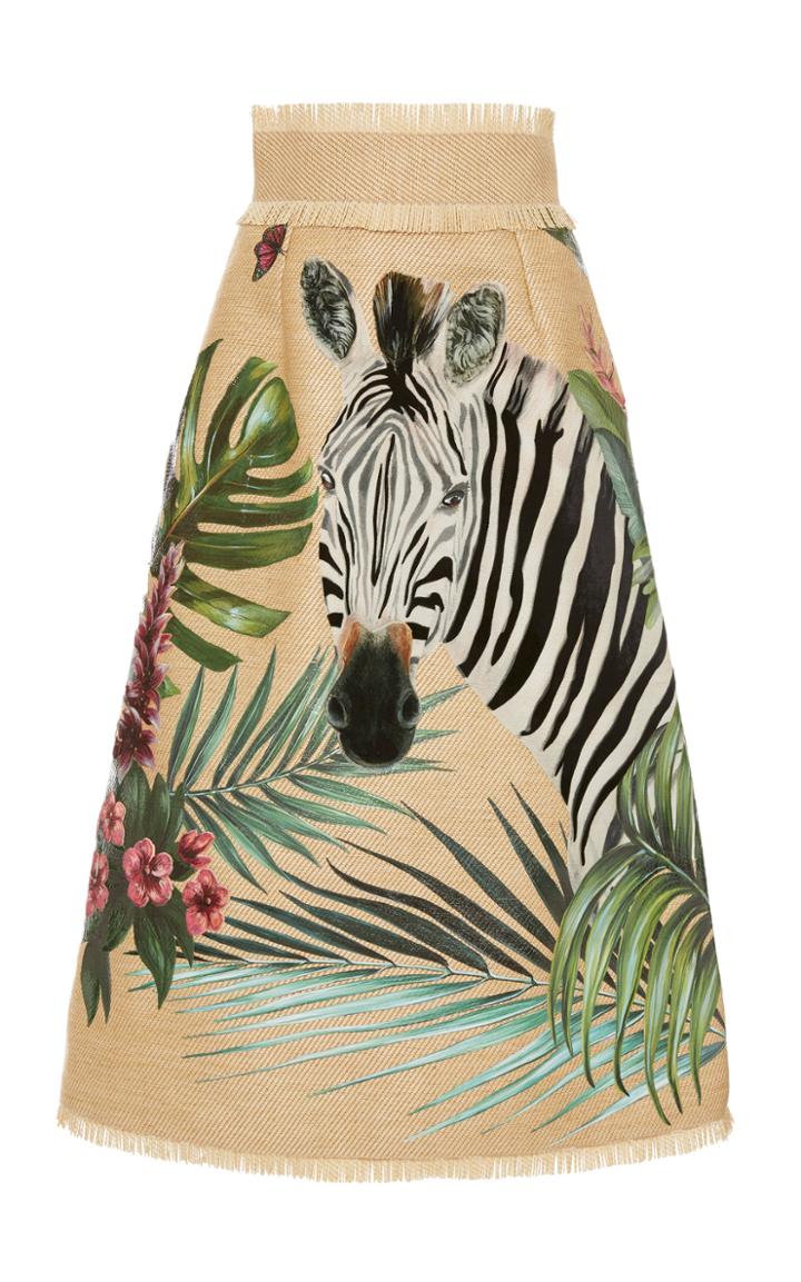 Moda Operandi Dolce & Gabbana Printed Raffia Skirt Size: 38