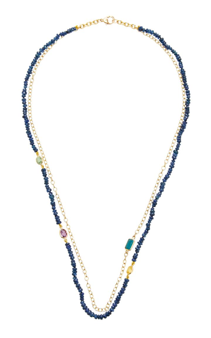 Objet-a Layered 18k Gold, Sapphire And Tourmaline Necklace