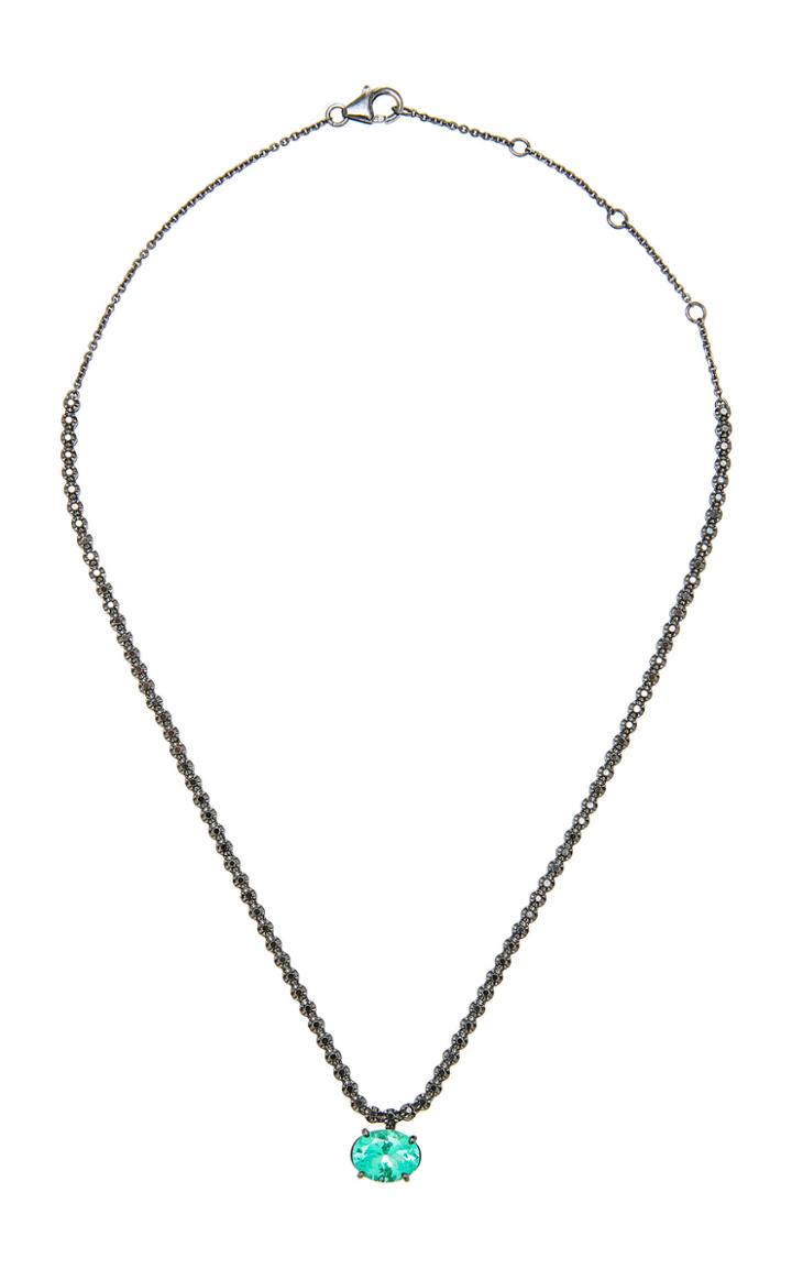 Colette Jewelry Black Diamond Necklace With Emerald