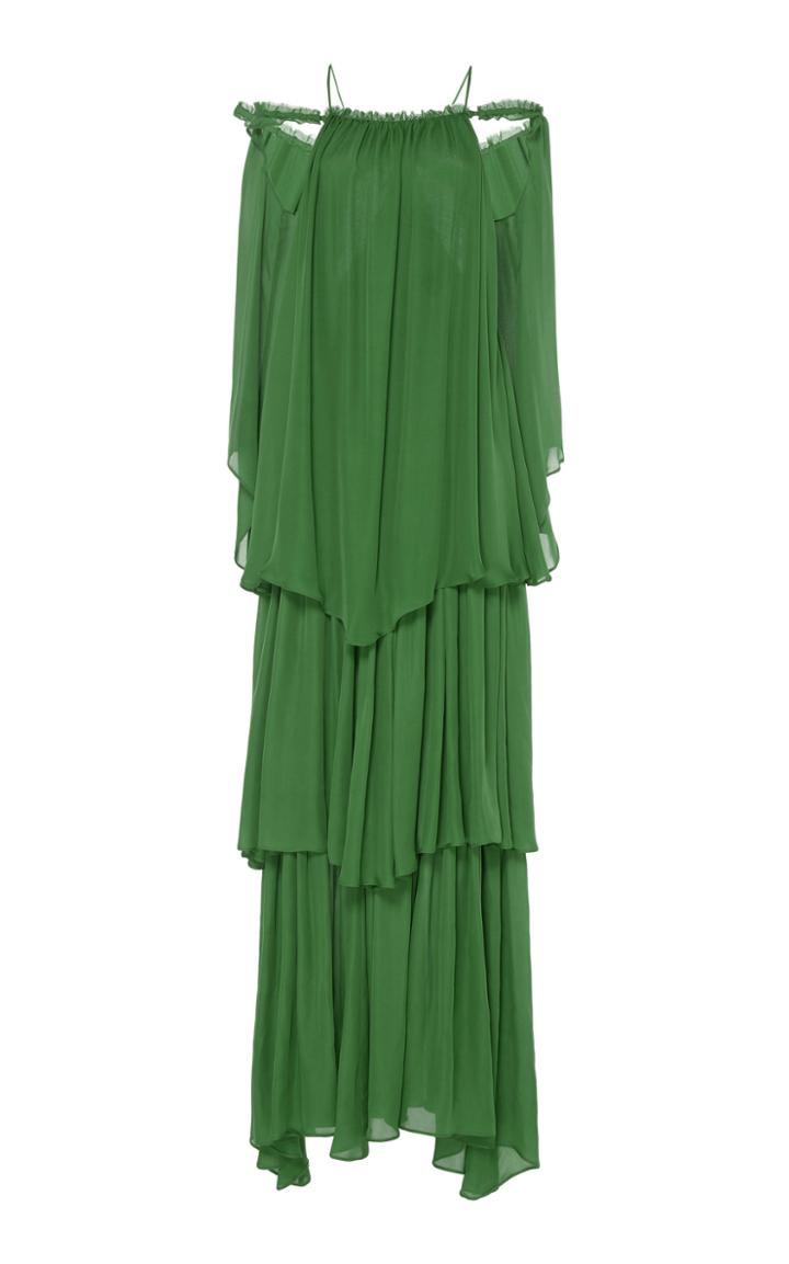 Cult Gaia Palm Athena Layered Chiffon Dress