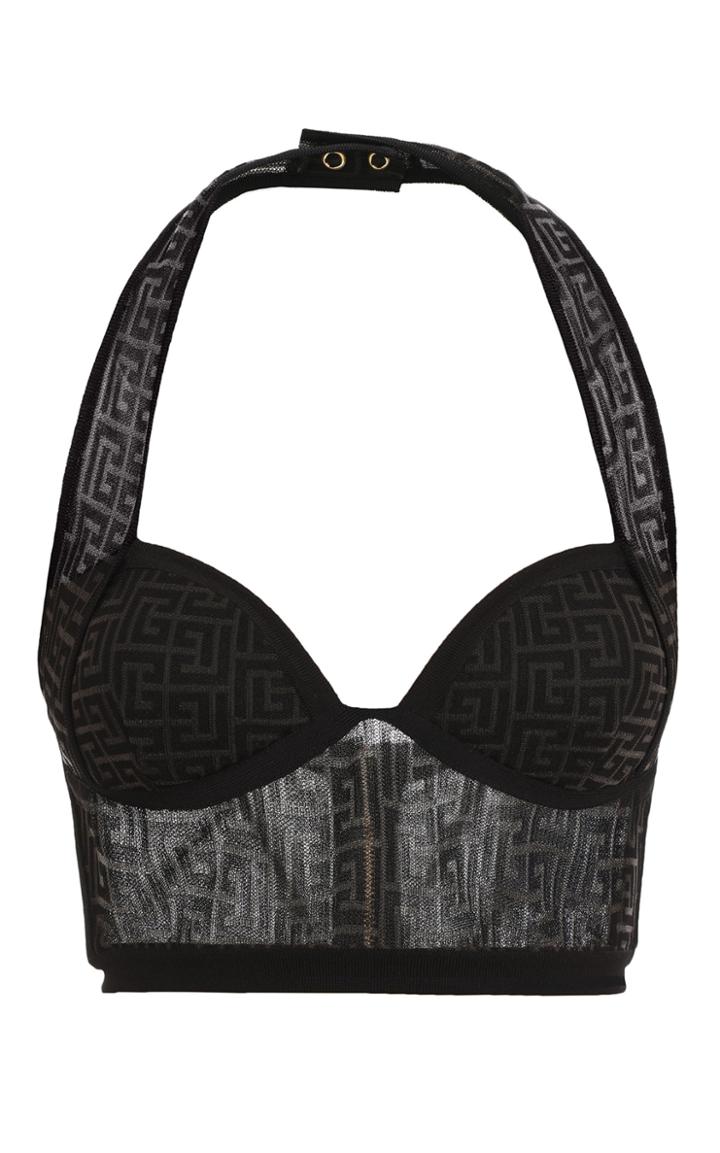 Moda Operandi Balmain Cropped Jacquard Halter Top