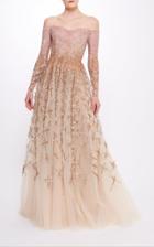 Moda Operandi Pamella Roland Cross Hatch Sequin And Off The Shoulder Gown