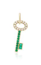 Michelle Fantaci Key Charm With Gemfields Emeralds And White Diamonds