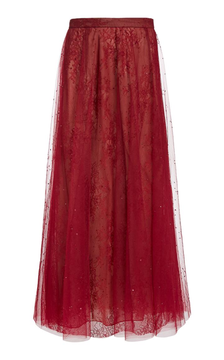 Moda Operandi Marchesa Crystal-embroidered Midi Skirt