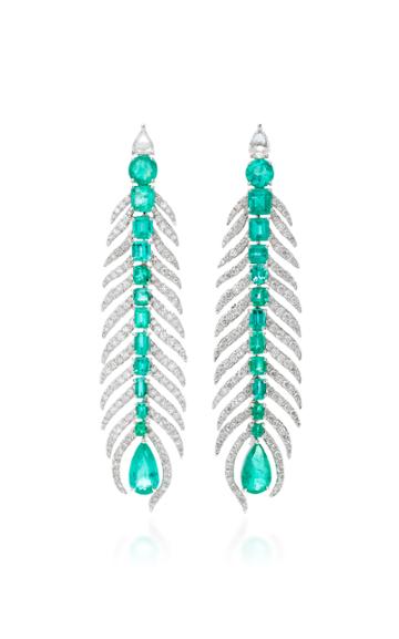 Sutra Emerald Feather Earrings