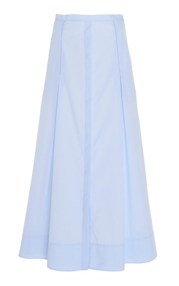 Gabriela Hearst Jean Pleated Chambray Midi Skirt