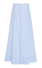 Gabriela Hearst Jean Pleated Chambray Midi Skirt