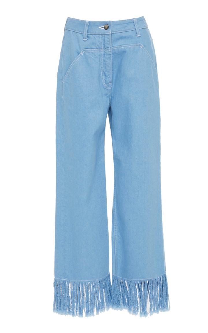 Cyclas Rigid Denim Cotton Fringe Cropped Pants