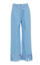 Cyclas Rigid Denim Cotton Fringe Cropped Pants
