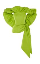 Christian Siriano Ruffled Off-the-shoulder Silk Top