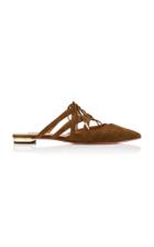 Aquazzura Belgravia Point-toe Lace-up Leather Mules